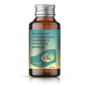 Bromhexine HCL, Terbutaline Sulphate, Guaifenesin & Menthol Syrup - BROVIX GT