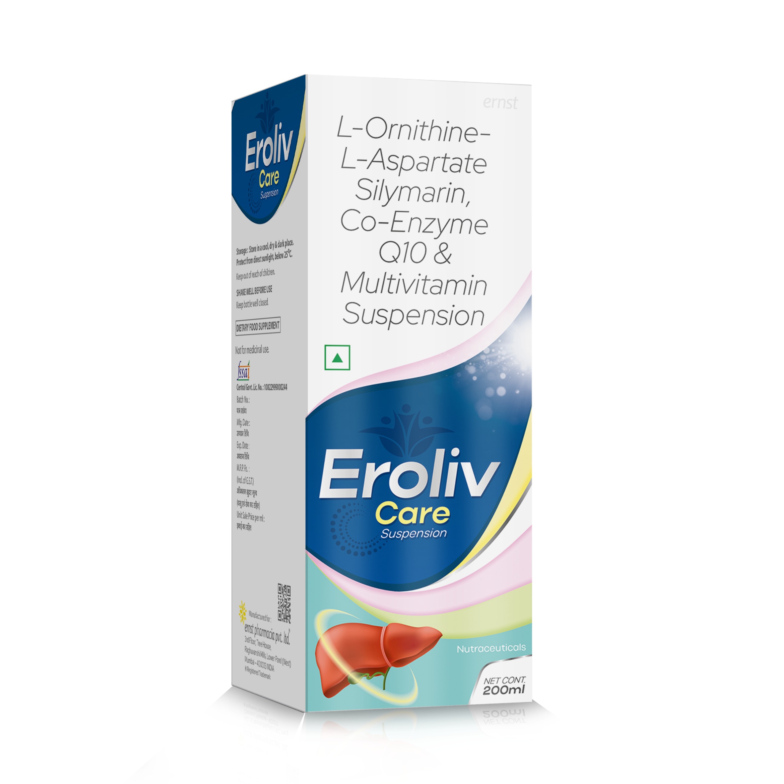 L-Ornithine-L-Aspartate Silymarin Co-Enzyme Q10 & Multivitamin Suspension – EROLIV CARE Syrup – 200ML