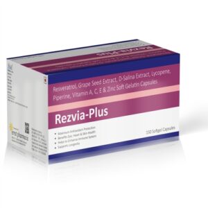 Resveratrol, Grape Seed Extract, D-Salina Extract, Lycopene, Piperine, Vitamin-A, C, E, Zinc Soft Gelatin Capsules