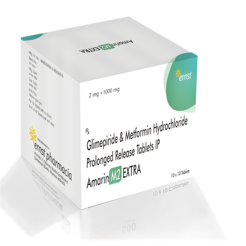Glimepiride 2 Mg & Metformin HCL 1000 Mg (ER) (Bilayered) Tablets – AMARIN M2 EXTRA Tablets