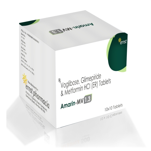 Voglibose Glimepiride & Metformin HCL ER Tablets – AMARIN MV 1.3 Tablets