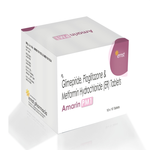 Glimepiride 1 Mg+Metformin 500 Mg + Pioglitazone 15 Mg (Bilayered) Tablets – AMARIN PM1 Tablets