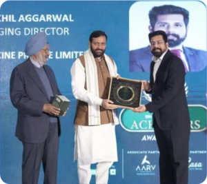Nikhil Aggarwal, CEO of & Founder Ernst Pharmacia Awarded by Shri Nayab Singh Saini, the Chief Minister of Haryana​​