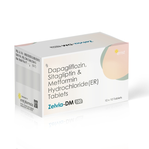 Dapagliflozin, Sitagliptin & Metformin Hydrochloride ER Tablets – ZELVIA DM 100 Tablets