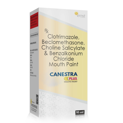 Clotrimazole, Beclomethasone, Choline Salicylate & Benzalkonium Chloride Mouth Paint – CANESTRA PLUS Mouth Paint