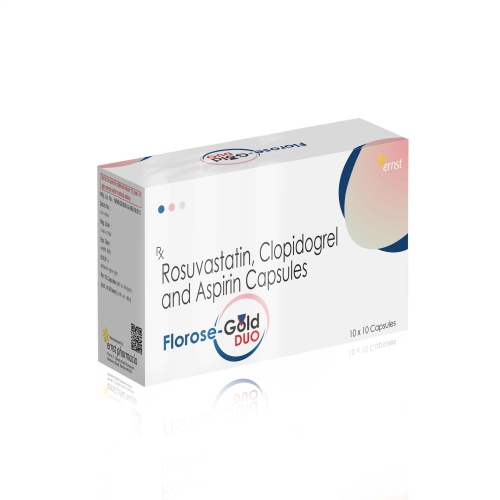Rosuvastatin 20Mg, Clopidogrel 75 Mg & Aspirin 75Mg Capsules – FLOROSE GOLD DUO Capsules