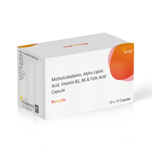 Methylcobalamin 1500 mcg, Alpha Lipoic Acid 100mg , Pyridoxine 3mg, Folic Acid1.5mg (DRUG) - NUMYLIN D Capsules - Ernst Pharmacia