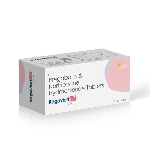 Pregabalin & Nortriptyline Hydrochloride Tablets - REGAVION NT 50/10 Tablets - Ernst Pharmacia