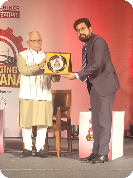 Nikhil Aggarwal, CEO of & Founder Ernst Pharmacia Awarded by CM Shri Manohar Lal Khattar​
