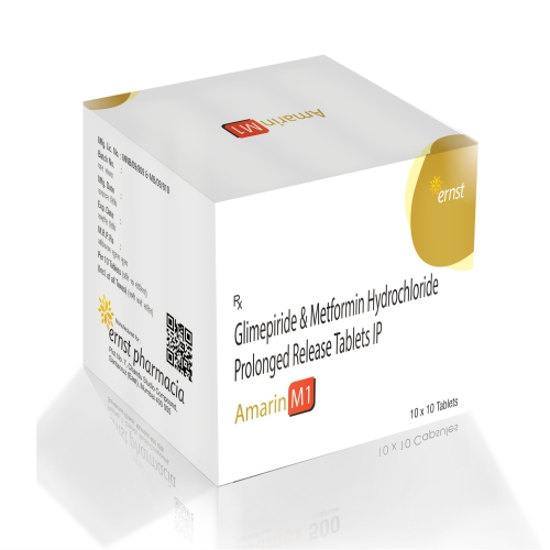 Glimepiride & Metformin Hydrochloride Prolonged Release Tablets - AMARIN M1 Tablets - Ernst Pharmacia