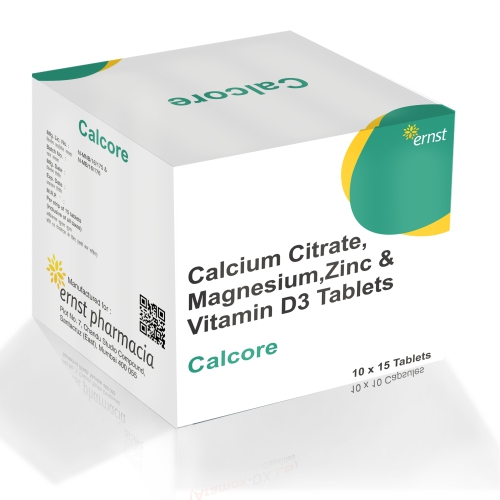 Calcium Citrate Magnesium Zinc & Vitamin D3 Tablets - CALCORE Tablets - Ernst Pharmacia