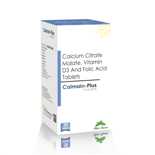 Calcium Citrate Malate Vitamin D3 & Folic Acid Tablets - CALMAIN PLUS Tablets - Ernst Pharmacia