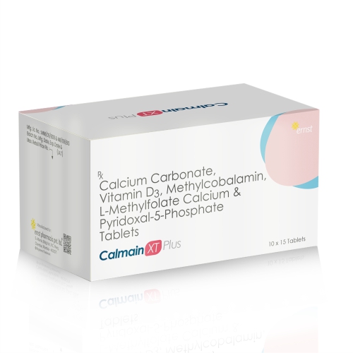 Calcium Carbonate Vitamin D3 Methylcobalamin L-Methylfolate Calcium Pyridoxal-5 Phosphate Tablets - CALMAIN XT PLUS Tablets - Ernst Pharmacia