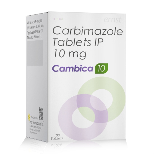 Carbimazole Tablets IP 10 Mg - CAMBICA 10 Tablets - Ernst Pharmacia