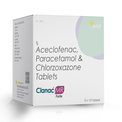 Aceclofenac Paracetamol & Chlorzoxazone Tablets – CLANAC MR FORTE Tablets - Ernst Pharmacia