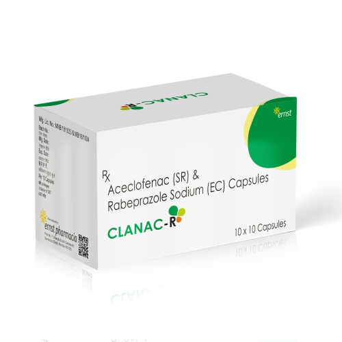 Aceclofenac (SR) & Rabeprazole Sodium (EC) Capsules – CLANAC R Capsules - Ernst Pharmacia