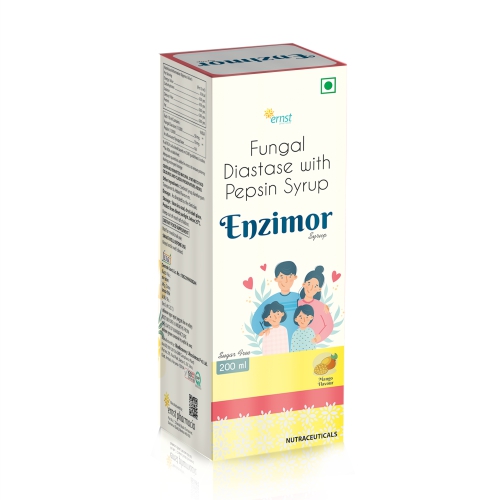 Fungal Diastase & Pepsin Digestive Enzyme Saunf Cardamom - ENZIMOR Syrup - Ernst Pharmacia