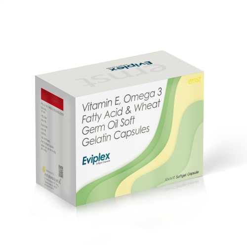 Vitamin Wheat Germ Oil & Omega 3 Fatty Acid Soft Geltin Capsules - EVIPLEX Soft Geltin Capsules - Ernst Pharmacia
