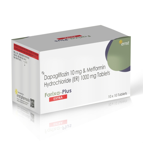 Dapagliflozin 10 Mg & Metformin Hydrocloride (ER) 1000 Mg Tablets - FARIXA PLUS EXTRA Tablets - Ernst Pharmacia