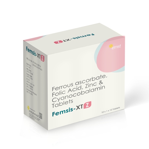 Ferrous Ascorbat Folic Acid Zinc & Cyanocobalamin Tablets - FEMSIS XT Z Tablets - Ernst Pharmacia