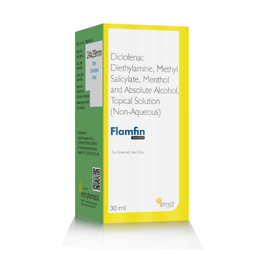 Diclofenac Diethylamine Methyl Salicylate Menthol & Absolute Alcohol Topical Solution - FLAMFIN Solution - Ernst Pharmacia