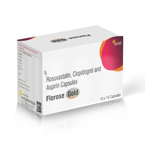 Rosuvastatin, Clopidogrel & Aspirin Capsules - FLOROSE GOLD Capsules - Ernst Pharmacia