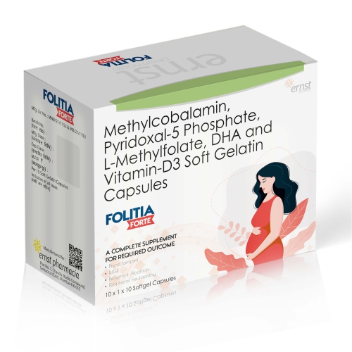 Methylcobalamin Pyridoxal-5 Phosphate L-Methylfolate DHA & Vitamin D3 Soft Gelatin Capsules - FOLITIA FORTE - Ernst Pharmacia