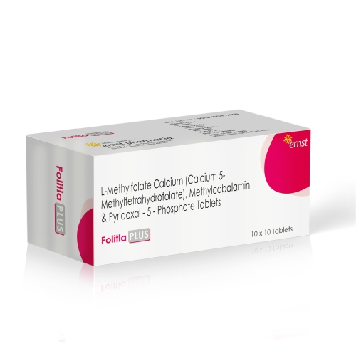 L-Methylfolate Calcium Methylcobalamin & Pyridoxal-5-Phosphate Tablets - FOLITIA PLUS Tablets - Ernst Pharmacia