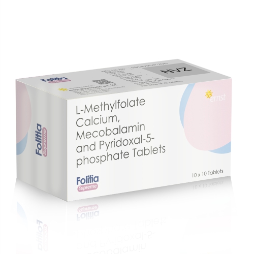 L-Methylfolate Calcium Methylcobalamin & Pyridoxal-5-Phosphate Tablets - FOLITIA Supreme Tablets - Ernst Pharmacia