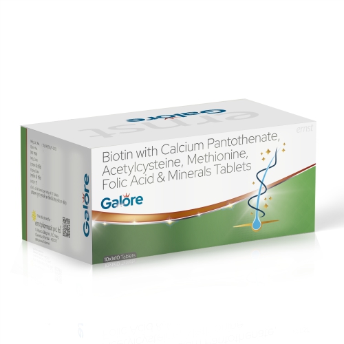 Biotin With Calcium Pantothenate Acetylcysteine Methionine Folic Acid & Mineral Tablets - GALORE Tablets - Ernst Pharmacia