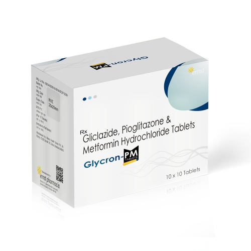 Gliclazide, Pioglitazone & Metformin Hydrochloride ER Tablets - GLYCRON PM Tablets - Ernst Pharmacia
