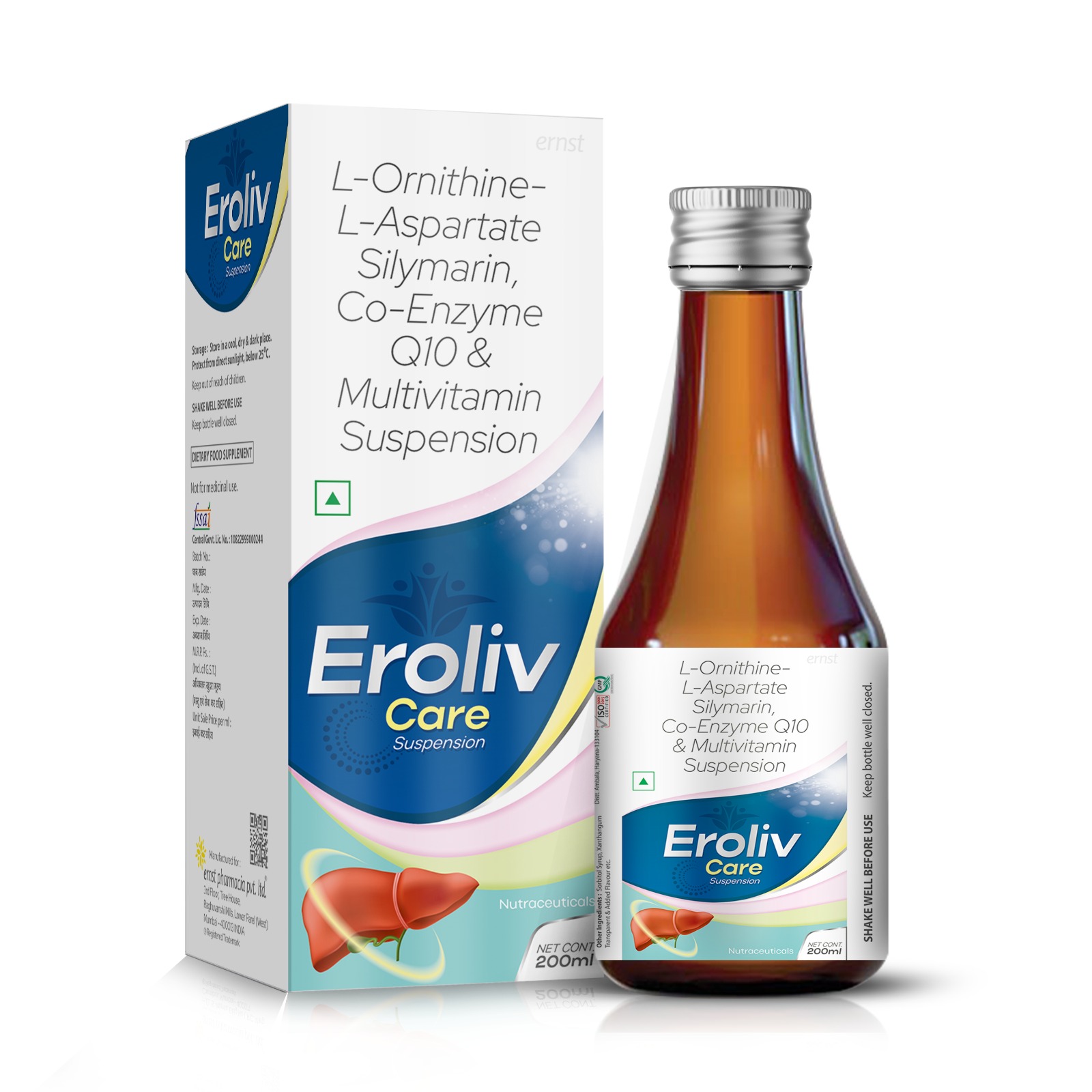 L-Ornithine-L-Aspartate Silymarin Co-Enzyme Q10 & Multivitamin Suspension - EROLIV CARE Syrup