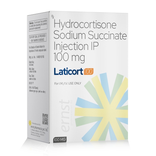 Hydrocortisone Sodium Succinate Injection IP 100MG - LATICORT 100 Injection - Ernst Pharmacia