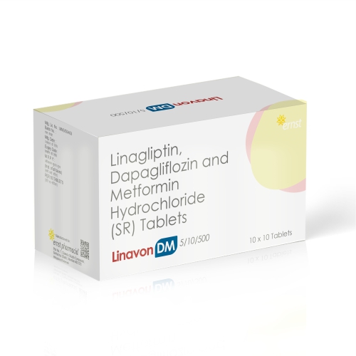 Linagliptin + Dapagliflozin + Metformin Tablets - LINAVON DM 5/10/500 - Ernst Pharmacia