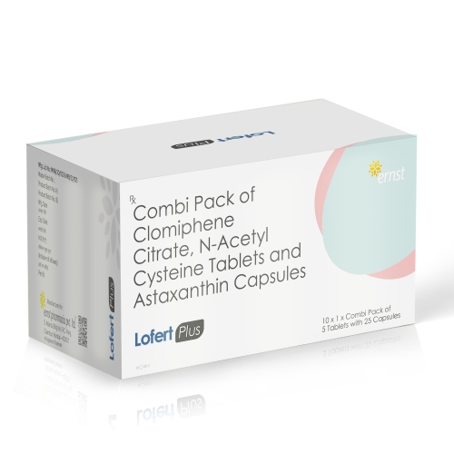 Combi Pack of Clomiphene Citrate N-Acetylcysteine Tablets & Astaxanthin Capsules - LOFERT PLUS Kit - Ernst Pharmacia