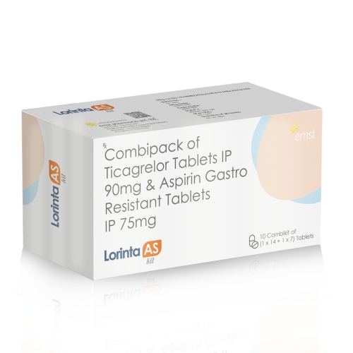Combipack of Ticagrelor Tablets IP 90 Mg & Aspirin Gastro-Resistant Tablets IP 75 Mg - LORINTA AS KIT - Ernst Pharmacia