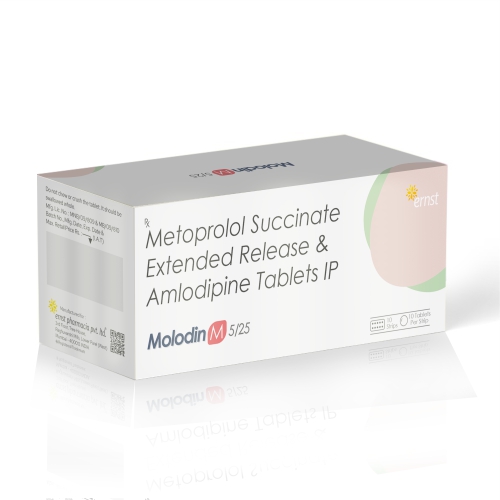 Metoprolol Succinate Extended Release & Amlodipine Tablets - MOLODIN M 5/25 Tablets - Ernst Pharmacia