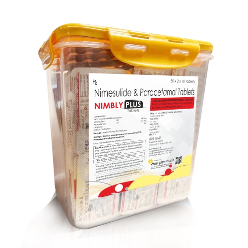 Nimesulide 100MG & Paracetamol 325MG Tablets - NIMBLY PLUS Tablets - Ernst Pharmacia