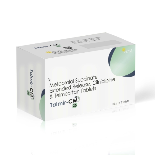 Telmisartan 40 Mg + Metoprolol 25 Mg + Cilnidipine 10Mg Tablets - TALMIR CM 25 Tablets - Ernst Pharmacia