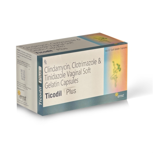 Clindamycin Clotrimazole & Tinidazole Vaginal Soft Gelatin Capsules - TICODIL PLUS Capsules - Ernst Pharmacia