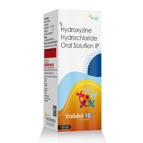 Hydroxyzine Hydrochloride Oral Suspension IP - VALIDOL 10 Syrup - 100ML - Ernst Pharmacia