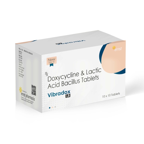 Doxycycline & Lactic Acid Bacillus Tablets - VIBRADOX LB Tablets - Ernst Pharmacia
