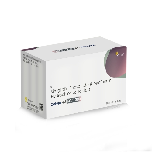 Sitagliptin Phosphate & Metformin Hydrochloride Tablets - ZELVIA M 50/1000 Tablets - Ernst Pharmacia