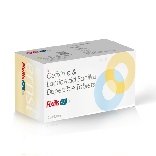 Cefixime & Lactic Acid Bacillus Dispersible Tablets - FIXITIS 200 LB Tablets - Ernst Pharmacia