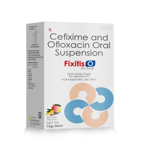 Cefixime & Ofloxacin Oral Suspension - FIXITIS O Dry Syrup - Ernst Pharmacia