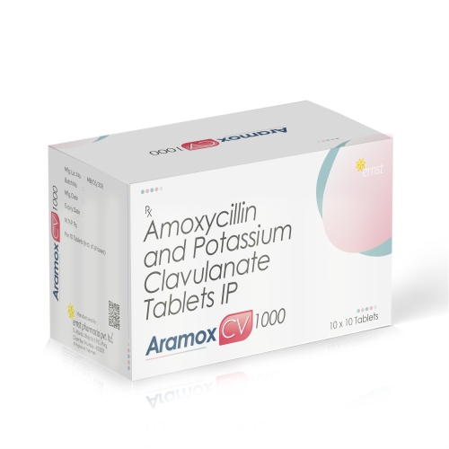Amoxycillin & Potassium Clavulanic Tablets IP - ARAMOX CV 1000 - Ernst Pharmacia