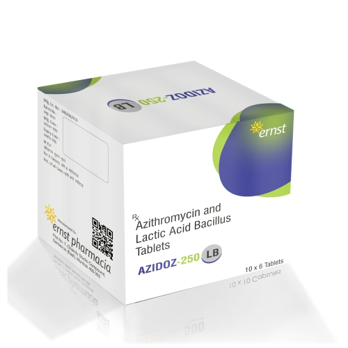 Azithromycin & Lactic Acid Bacillus Tablets - AZIDOZ 250 LB Tablets - Ernst Pharmacia
