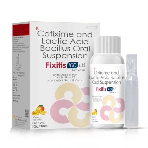 Cefixime & Lactic Acid Bacillus Oral Suspension - FIXITIS 100 LB