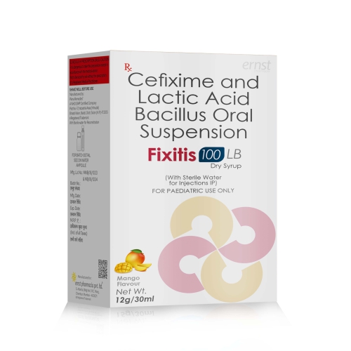 Cefixime & Lactic Acid Bacillus Oral Suspension - FIXITIS 100 LB - Ernst Pharmacia