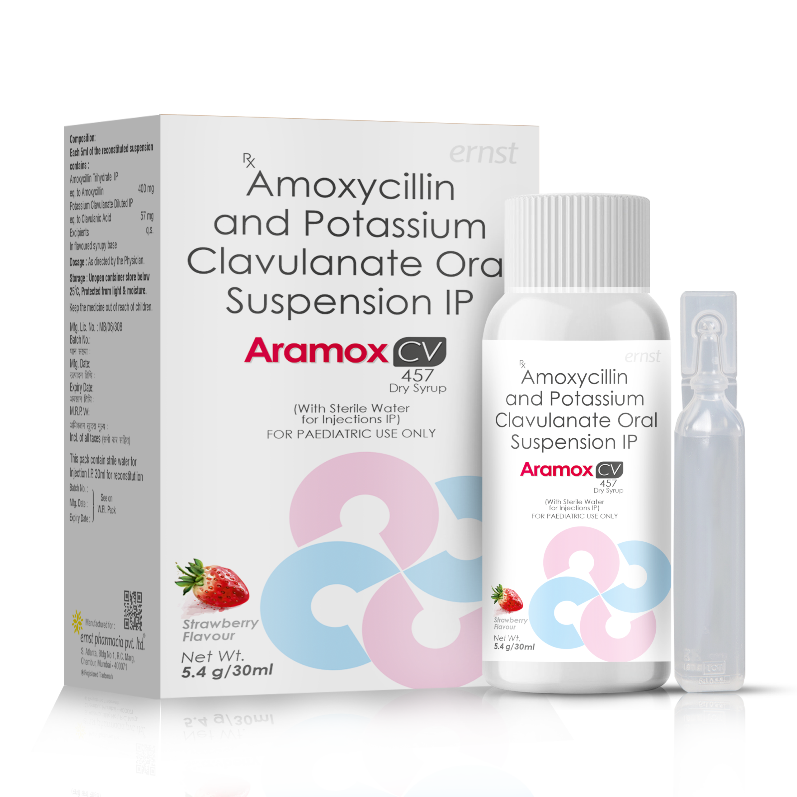 Amoxycillin & Potassium clavulanate Oral Suspension IP - ARAMOX CV 457 Syrup